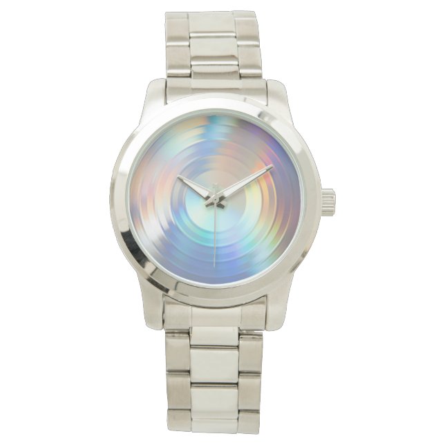 Montre  Licorne de sirène arc-en-ciel pastel holographiqu (devant)