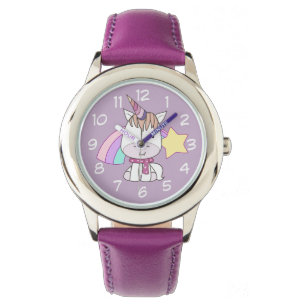 Montre Licorne et arc-en-ciel mignons de bébé de bande