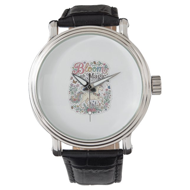 Montre Licorne Fleurir avec Magie Premium Vector Typograp (devant)