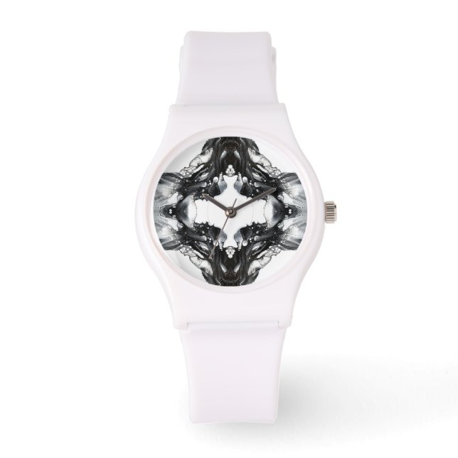 Montre Light and Darkness Abstract Black White Fluid Art (Recto)