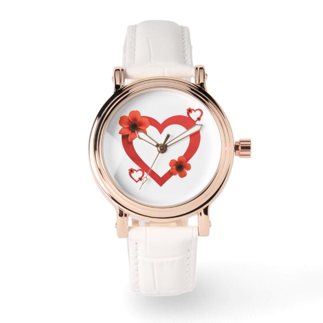 Montre Light-Colored Wristwatch with Red Heart (Recto)