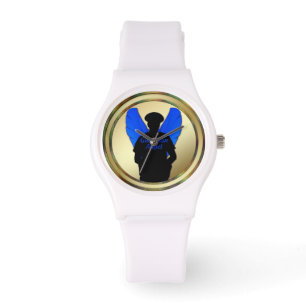 Montre Ligne Bleue Mince Or Coin Gardien Angel