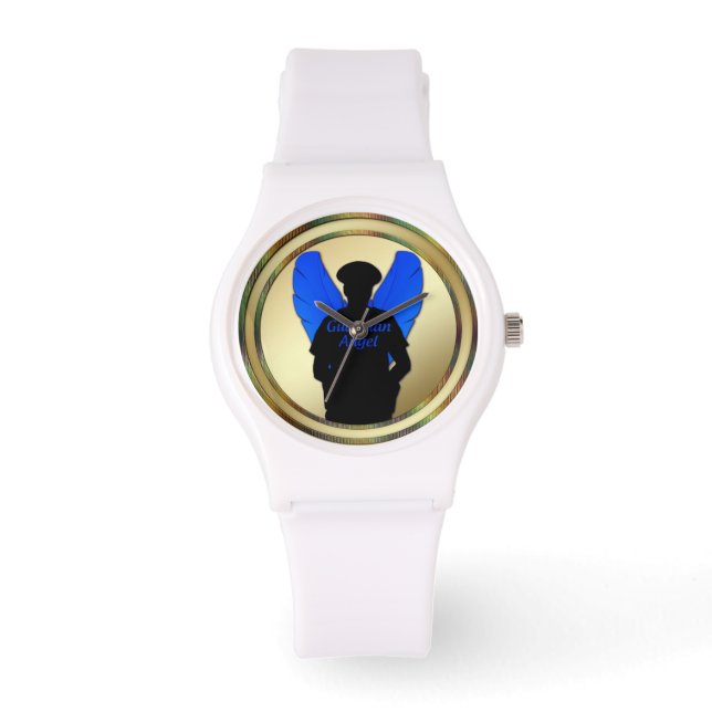 Montre Ligne Bleue Mince Or Coin Gardien Angel (Recto)