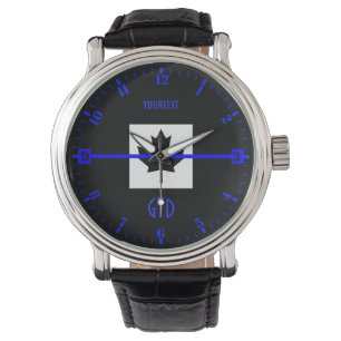 Montre Ligne bleue mince personnalisée Composez sur le d