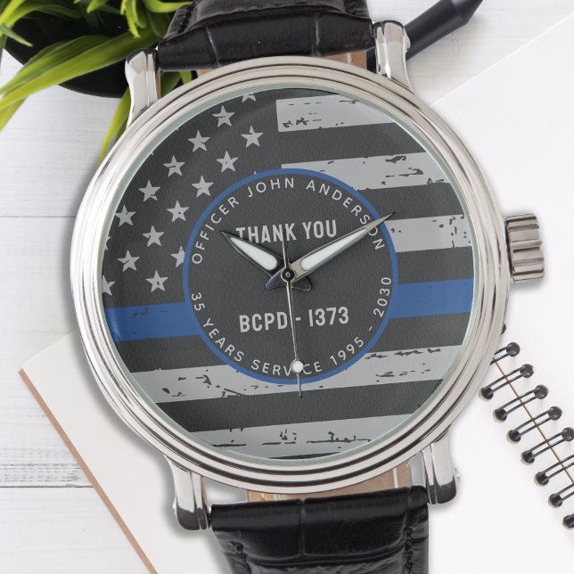 Montre Ligne Bleue Mince - Retraite - Police Merci (Créateur téléchargé)