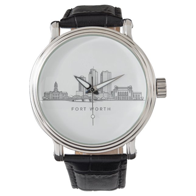 Montre Ligne de paysage minimaliste de Fort Worth (devant)