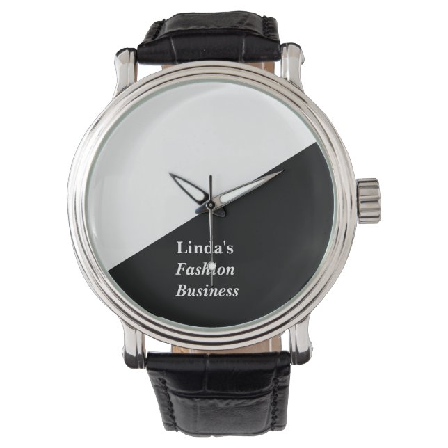 Montre Ligne diagonale noire et blanche (devant)