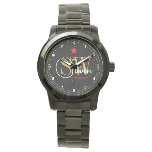 Montre Ligne rouge - Nom, noir et signature monographique