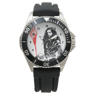 Montre Ligue de Justice Aquaman Pose Noir Pop Art