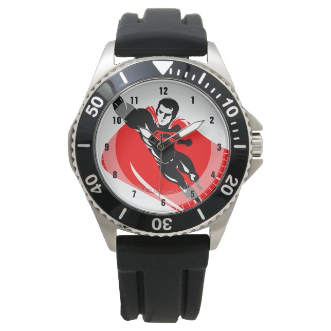 Montre Ligue de Justice | Superman Flying Noir Pop Art (devant)