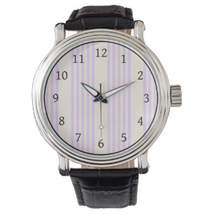 Montre Lilac violet et beige cinq bandes motif