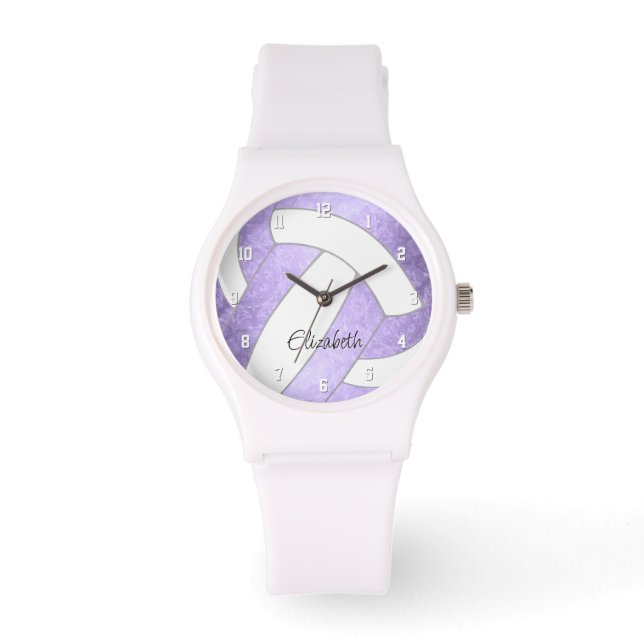 Montre lilas violet girly volleyball nom personnalisé (Recto)