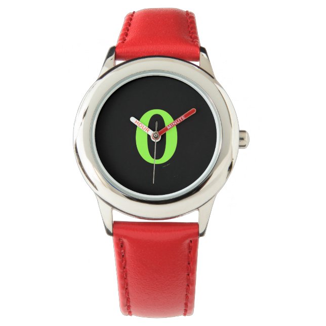 Montre Lime Green Numéro 0 Red Bezel Wrist Watch (devant)