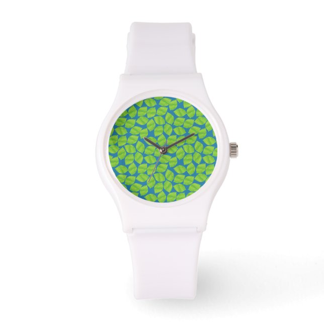 Montre Limites vertes de fruits sur Arrière - plan bleu à (Recto)