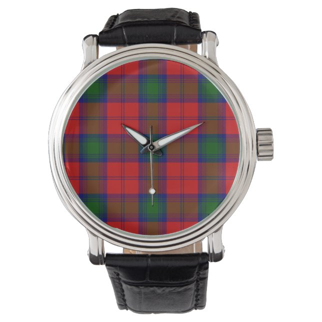 Montre Lindsay tartan rouge vert plaid (devant)