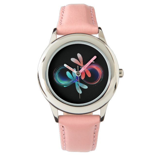 Montre L'infini avec des libellules lumineuses (devant)