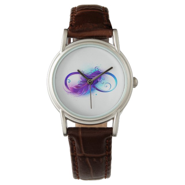 Montre L'infini avec plume violette (devant)