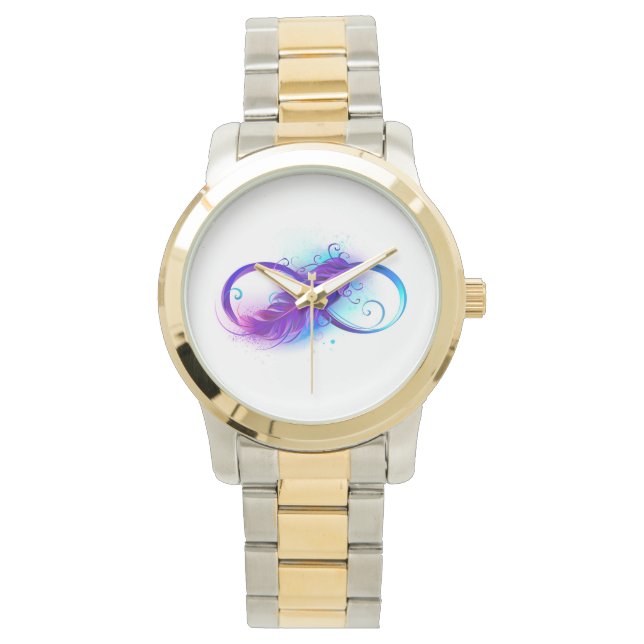 Montre L'infini avec plume violette (devant)