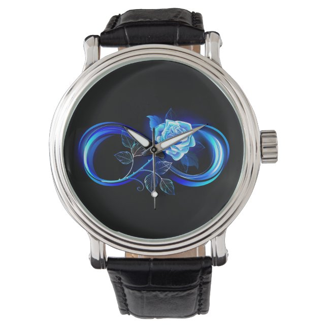 Montre L'infini lumineux avec une rose bleue (devant)