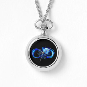 Montre L'infini lumineux avec une rose bleue