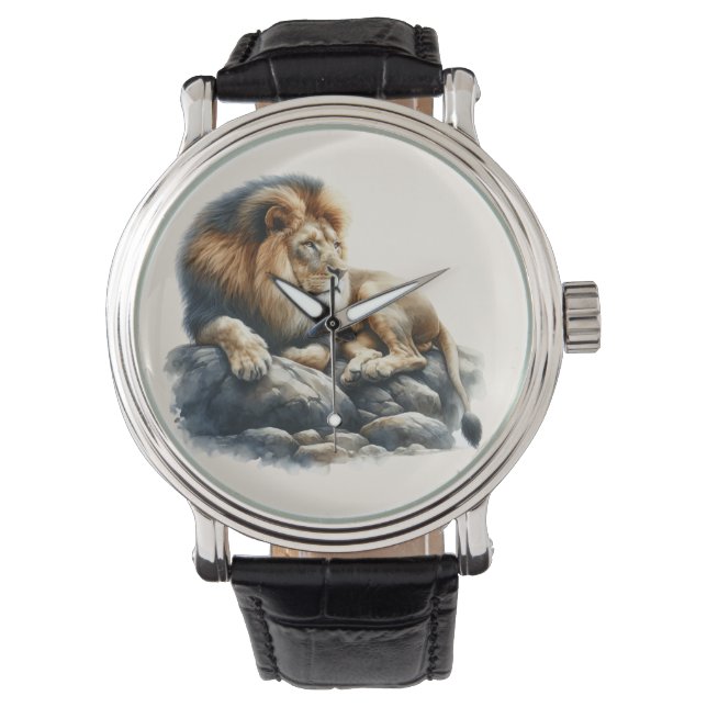 Montre Lion africain Regal reposant sur un rocher - Aquar (devant)