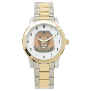 Montre lion aquarelle Leo roi safari animal jungle chat