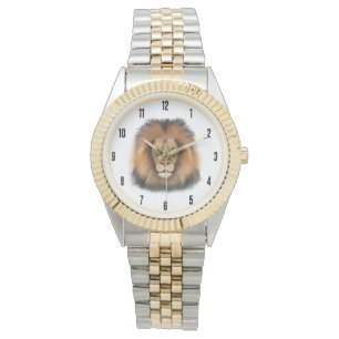 Montre lion aquarelle Leo roi safari animal jungle chat