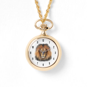Montre lion aquarelle Leo roi safari animal jungle chat 