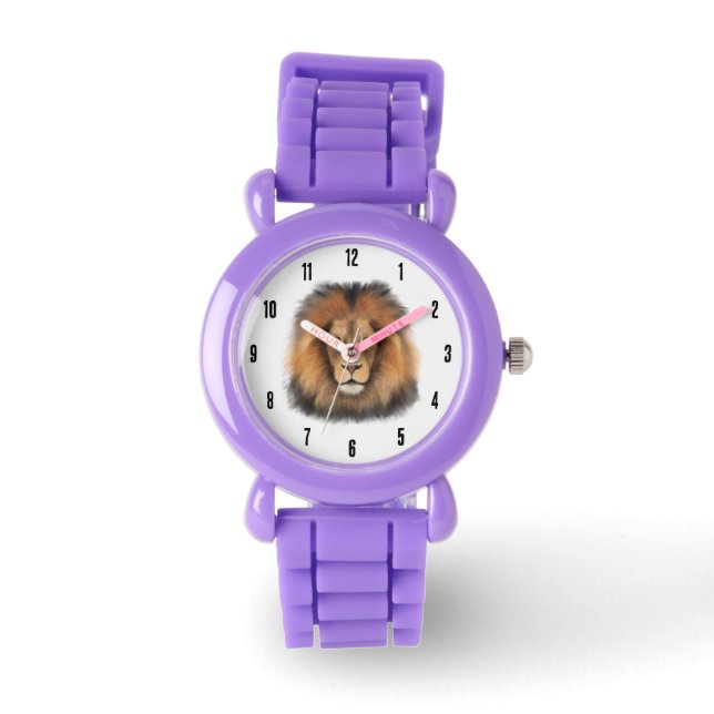 Montre lion aquarelle Leo roi safari animal jungle chat (Recto)