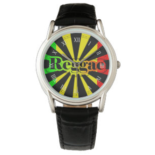 Montre lion de drapeau de graffiti de reggae de rasta de