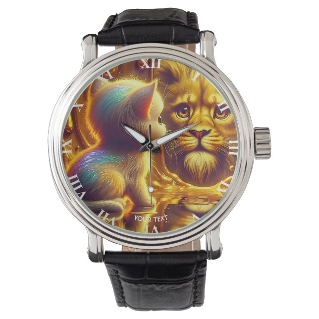 Montre Lion et chaton mignons de fantaisie (devant)