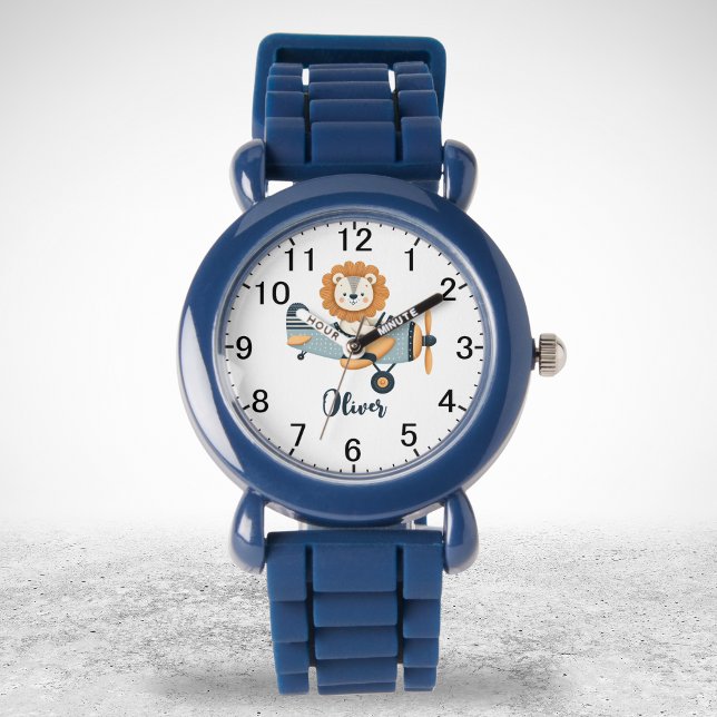 Montre Lion mignon sur l'avion de charme Personnalisé (Créateur téléchargé)