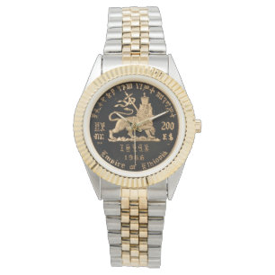 Montre Lion of Judah Haile Selassie Rastafari Gold Watch