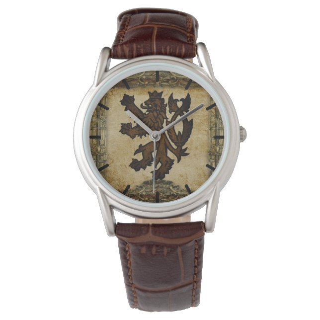 Montre Lion rampant héraldique personnalisé (devant)