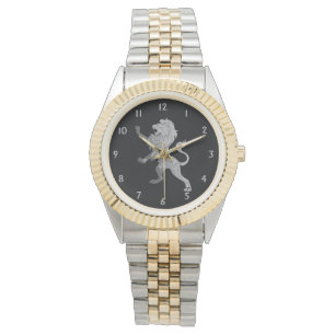 Montre Lion royal d'argent sur noir