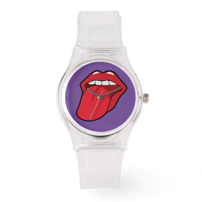 MONTRE LIPS STICKING OUVERT TONGUE ROSE WRIST WATCH (Recto)