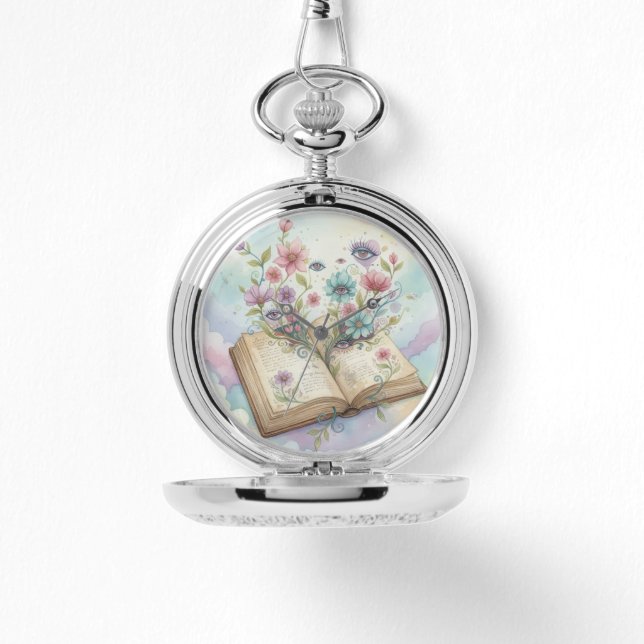Montre Literary Bloom: Open Book & Wildflower Psychedelic (Recto)