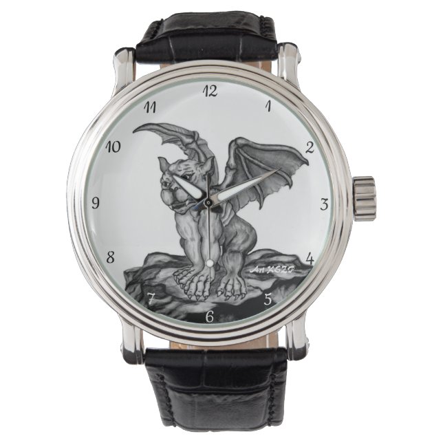 Montre Little Golem Gargoyle, design noir et blanc (devant)
