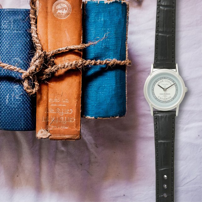 Montre Livre Lover Blue Personnalisé eWatch (This blue elegant personalised watch is a great gift for book lovers. Featuring original artwork.)