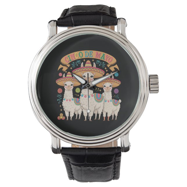 Montre Llama drôle Cinco De Mayo Fête Party (devant)