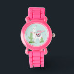 Montre Llama du désert mignonne Personnalisée fille<br><div class="desc">Joli décor de lama du désert.</div>
