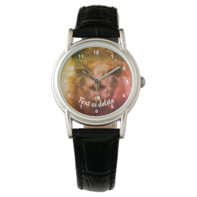 Montre Llama noire intense Visage gros vers le haut Abstr (devant)