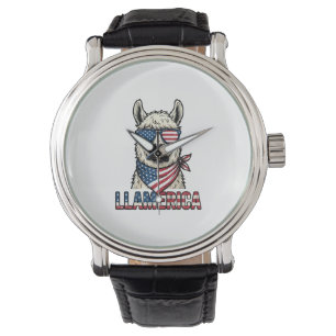 Montre Llamerica Llama Patriotique Design Vector Vintage_