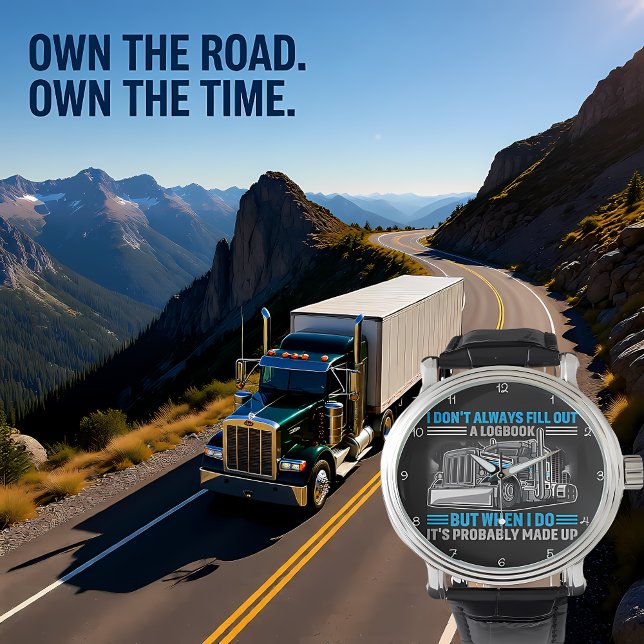 Montre Logbook Made Up Trucker's Humorous Confession Blue (Créateur téléchargé)
