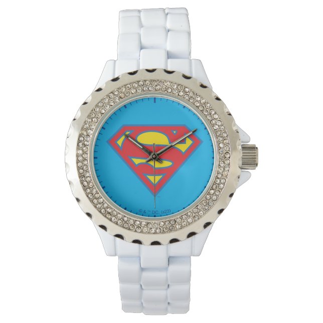 Montre Logo classique Supergirl avec fond bleu (devant)