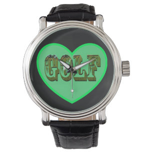 Montre Logo De Golf En Coeur Vert,