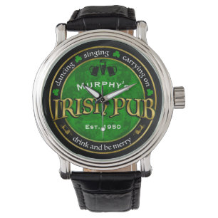 Montre Logo de Personalized, Round Irish Pub