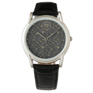 Montre Logo d'entreprise Luxe Or Élégant Bleu Marine Pers