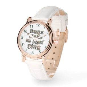 Montre Logo d'image Chien Me Fait Chanter Le Cœur,