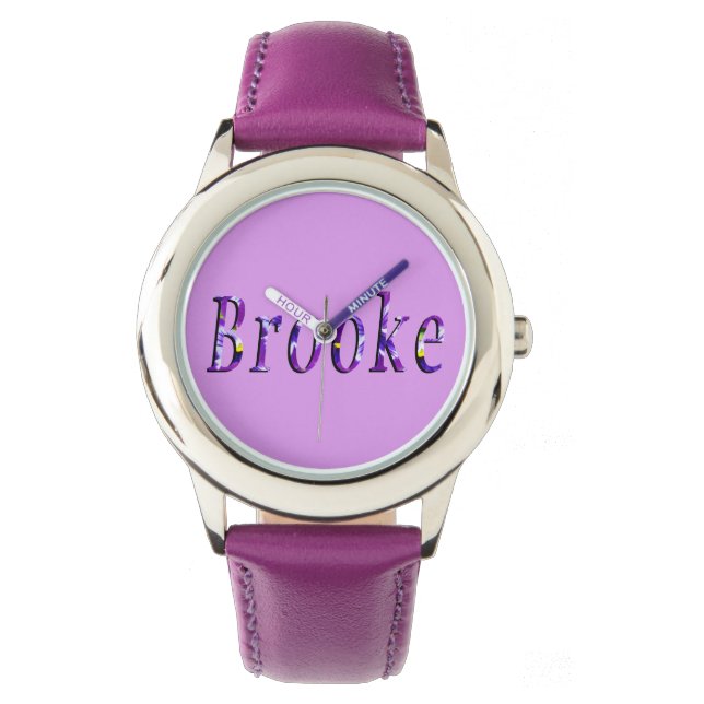 Montre Logo du nom de Brooke Florale Violet, (devant)